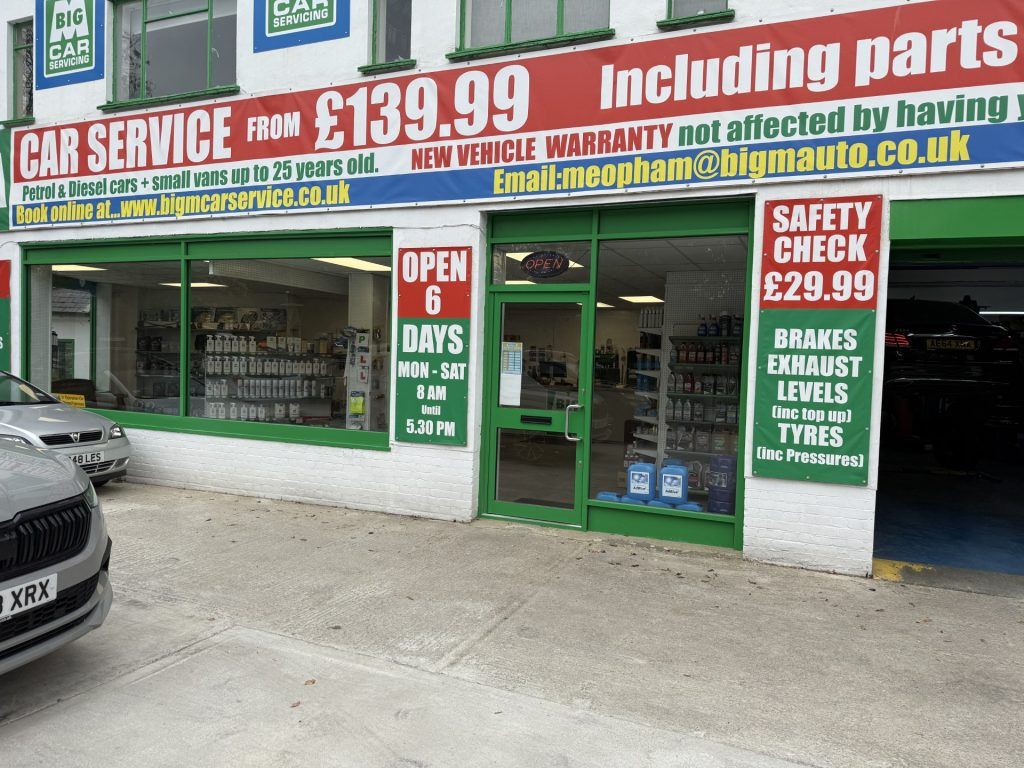 Big M Car Service Centre front garage - Servicing, Repairs, Tyres, Motorspares and More in Meopham